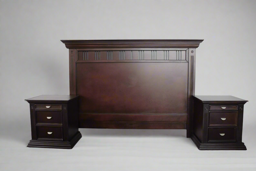 152CM MELISSA 3PC + 2 PEDESTAL MID WALNUT LINEAR CLASSICA