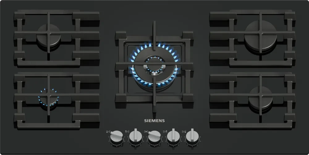 SIEMENS IQ500 90CM 5BRN GAS ON GLASS HOB BLACK SIEM