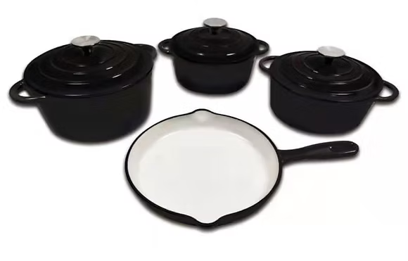 CH 7PCS CAST IRON POT SET - MATT BLACK MABR