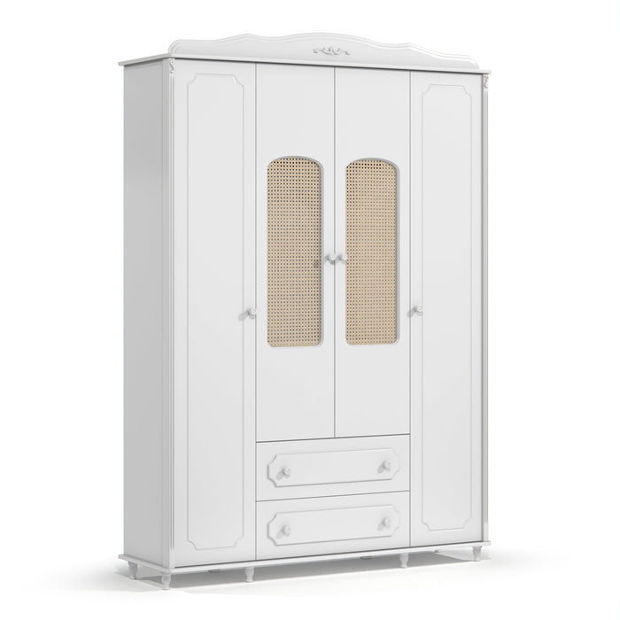PROVENCE WARDROBE 4 DOORS 2 DRAWERS WITH RATTAN MATI