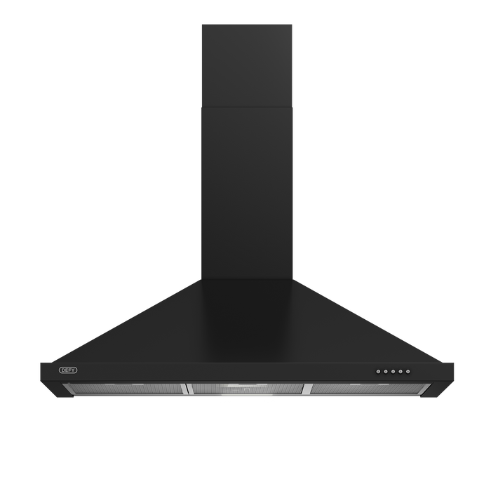 DEFY 90CM CHIMNEY COOKERHOOD BLACK DEFY