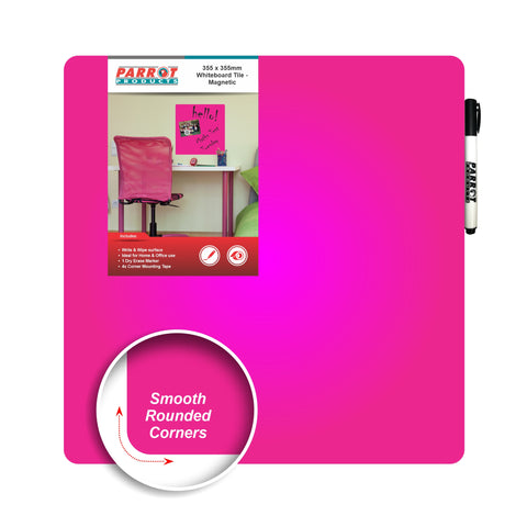 WHITEBOARD TILE MAGNETIC 355X355MM PINK PARROT PRODUCTS