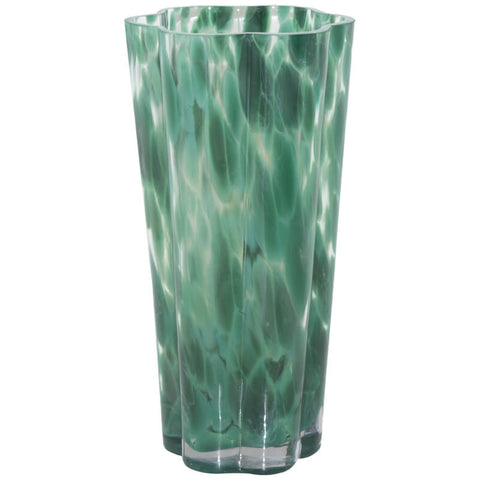GREEN ART GLASS VASE 30CM TRANS NATAL CUT GLASS