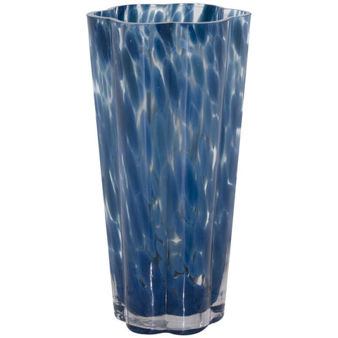 BLUE ART GLASS VASE 30CM TRANS NATAL CUT GLASS
