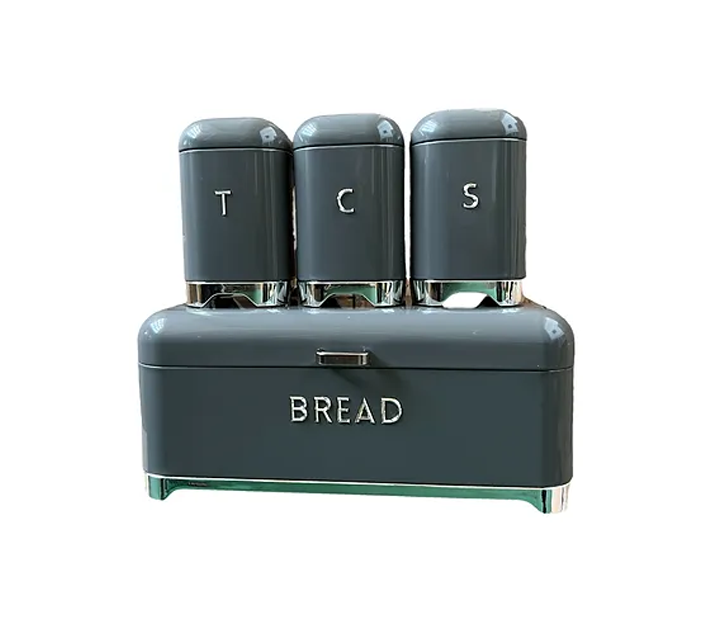 DELUXE EDITION BREAD BIN WITH 3PCS CANSITERS GREY MABRUK IMPORT & EXPORT