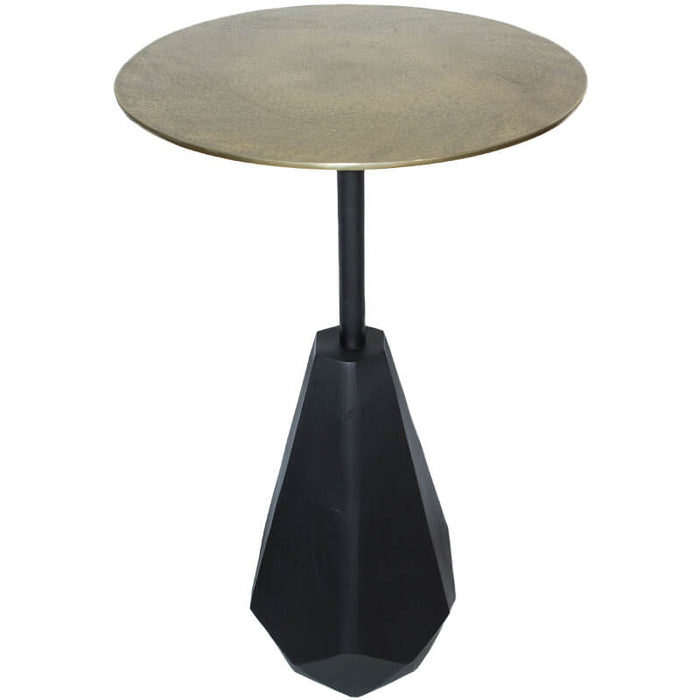 HEXAGONAL GOLD/BLACK TABLE 69X40CM TRANS NATAL CUT GLASS