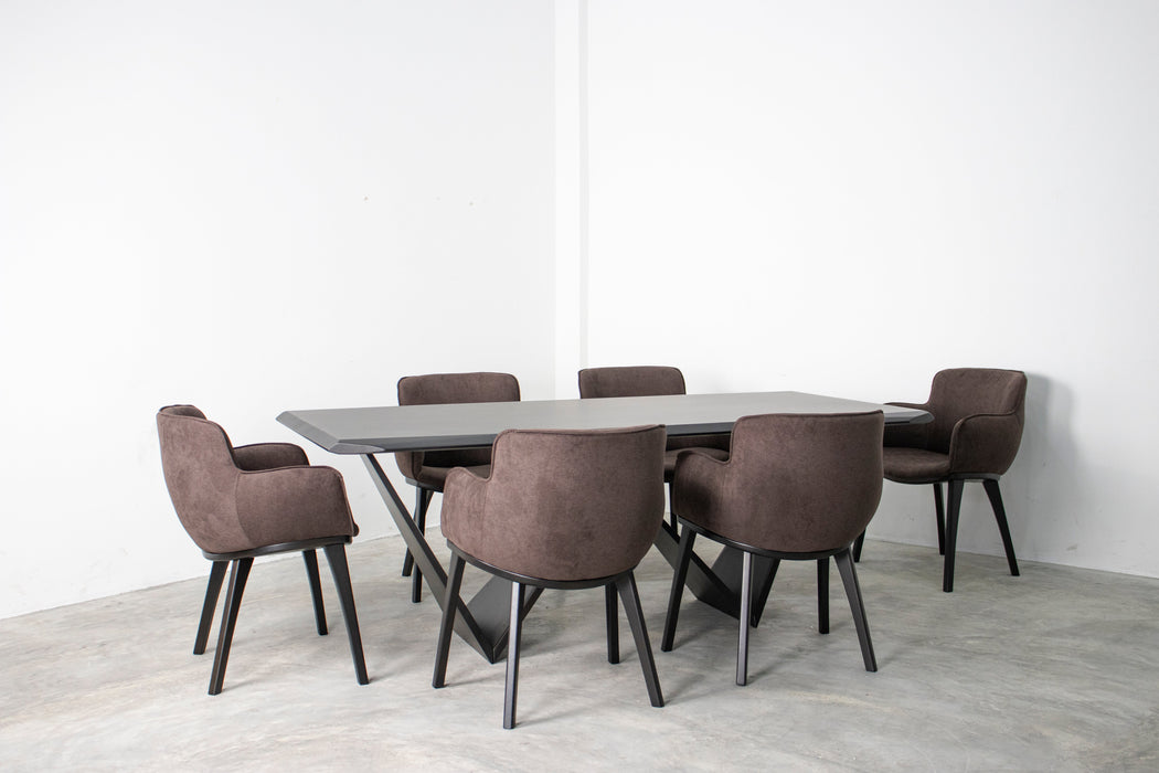 7 PCE VIOLIN DININGROOM SUITE BLACK INSPIWOOD