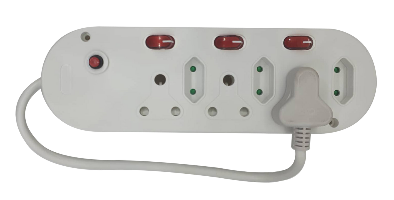 ELECTROSENSE 6 WAY MULTIPLUG 3x16A + 3x5A 2 PIN SOCKETS BARK