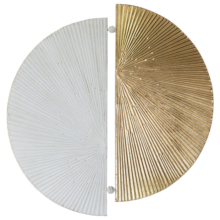 WHITE/GOLD FAN WALL ART 66CM TRAN