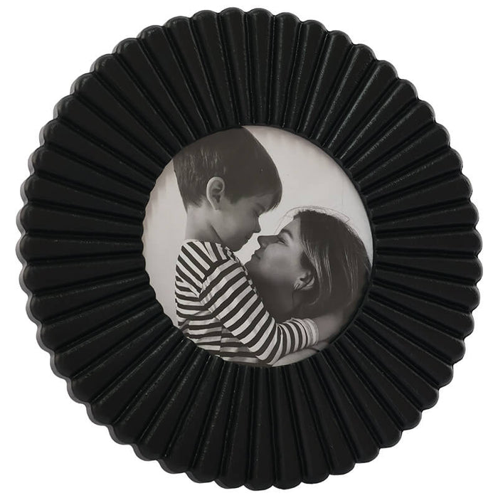 BLACK FACET PICTURE FRAME 23CM TRAN
