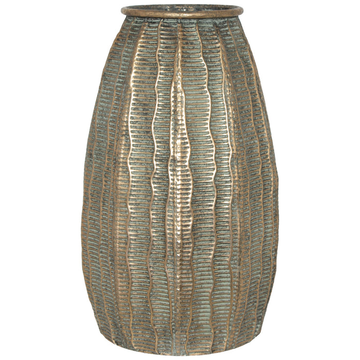 GRUBI METAL BULLET VASE 40CM TRANS NATAL CUT GLASS