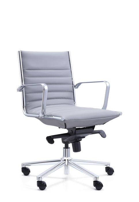 HT-304B MEDIUM BACK CHAIR (LIGHT GREY PU-120KG)