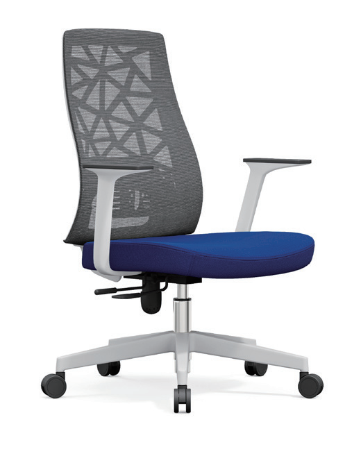 HT-9061BW MEDIUM BACK REV CHAIR (GREY FRAME/BLUE)