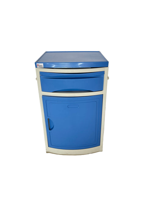 Blue and white cabinet on a white background