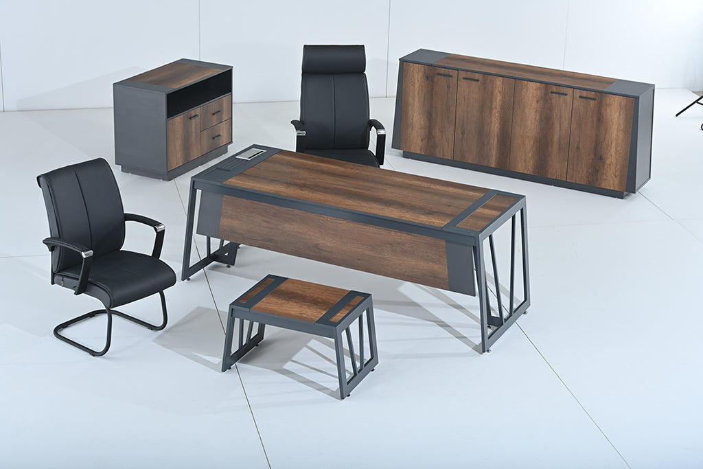 4PCE LAVIN DESK SET (DESK, COFFEE TABLE, CREDENZA,FILING CAB OFIN