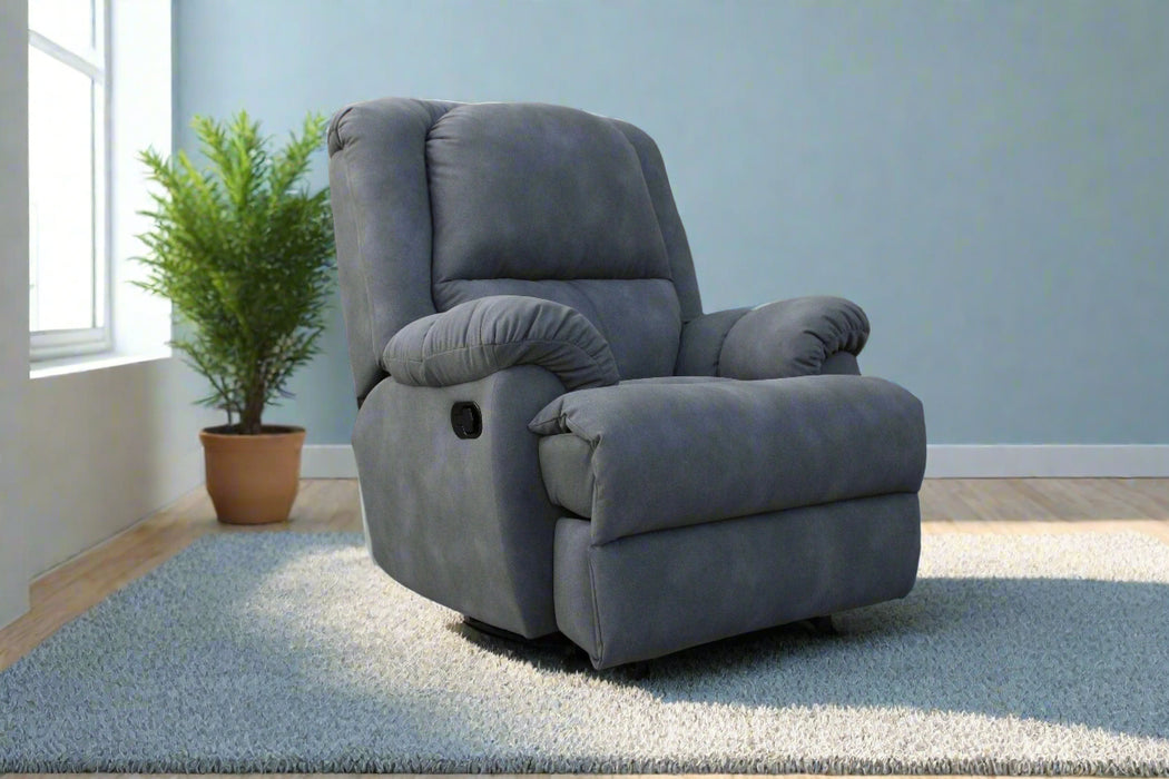 Recliner in matt denim fabric