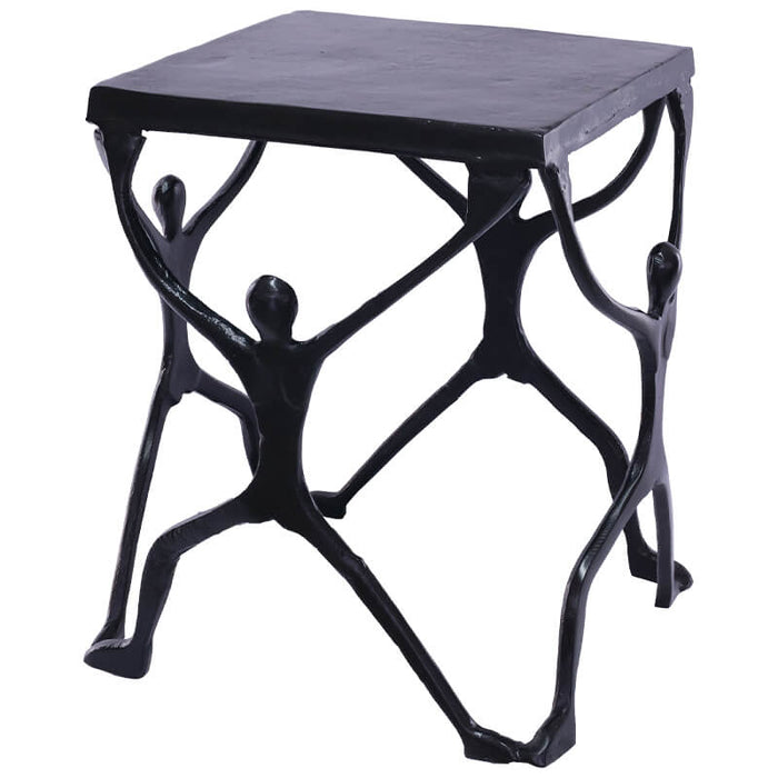 SILHOUETTE TABLE 44X44X45CM BLACK TRANS NATAL CUT GLASS