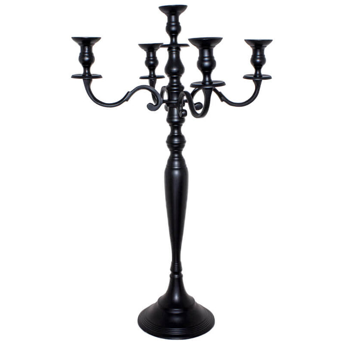 5 LITE CANDELABRA 70CM BLACK TRANS NATAL CUT GLASS