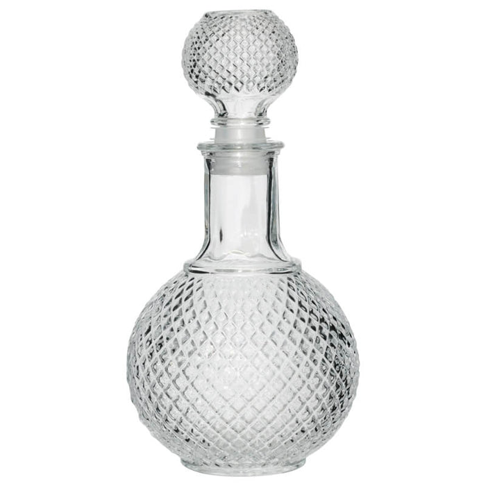 BELLY DECANTER&STOPPER 25CM 950ML TRANS NATAL CUT GLASS