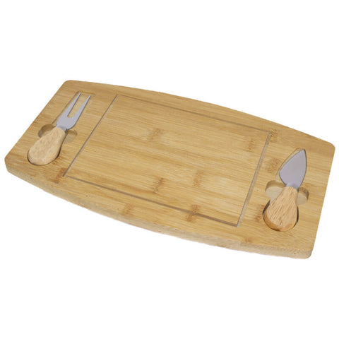 CHEESE BOARD WITH UTENSILS 19X33XM TRANS NATAL CUT GLASS