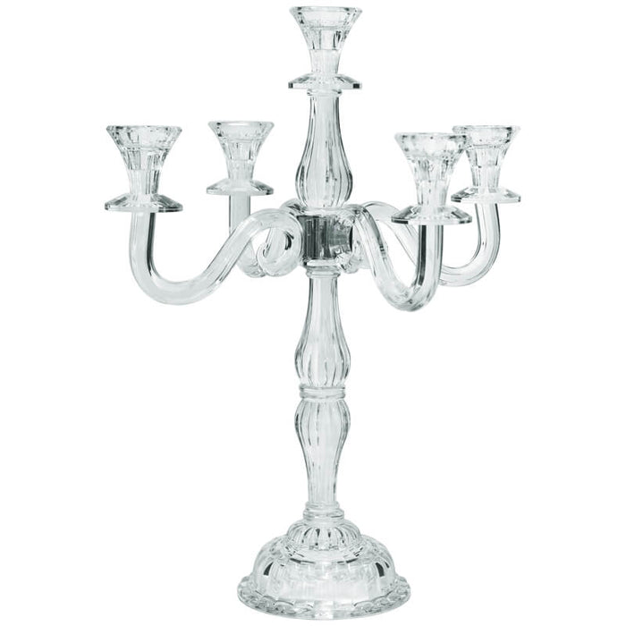 TEMPO 5 ARM CRYSTAL CANDELABRA 50CM TRAN