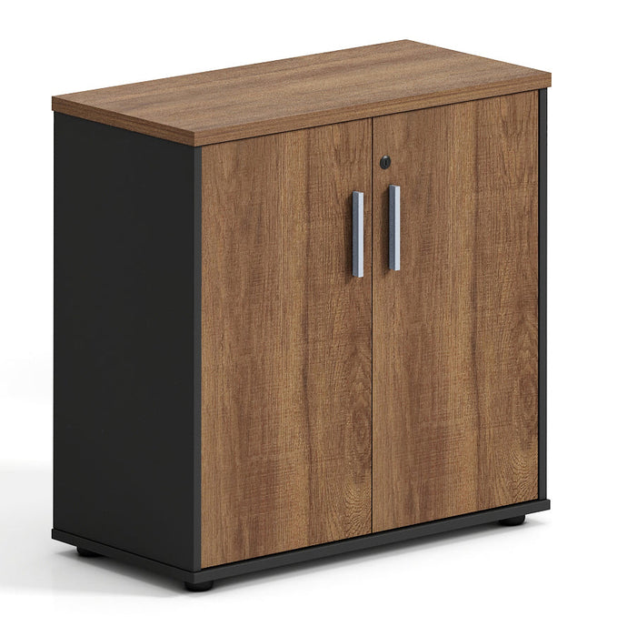 OZ2529 SWING DOOR CABINET BROWN OAK/ BLACK PP STEL
