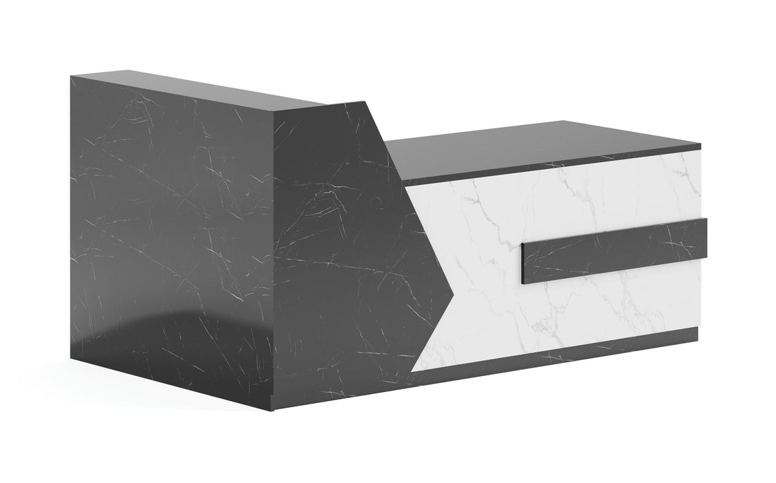 OZ3139-18 - 1.8M RECEPTION COUNTER - MARBLE BLACK/ WHITE OFIN
