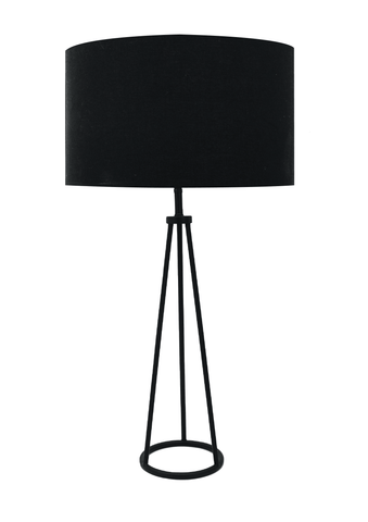 RING TRIPOD LAMP + BLACK SHADE NOLDEN BROTHERS WOODEN