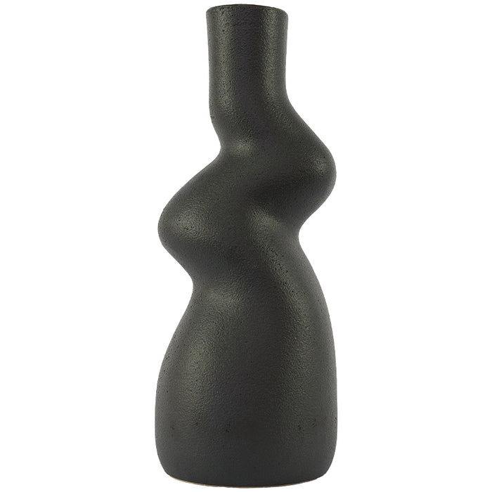 ZIG ZAG VASE 43CM BLACK TRANS NATAL CUT GLASS