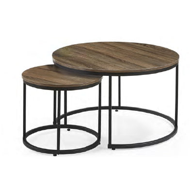 SG-49AB COFFEE TABLE - SET OF 2 (BROWN OAK/BLACK)