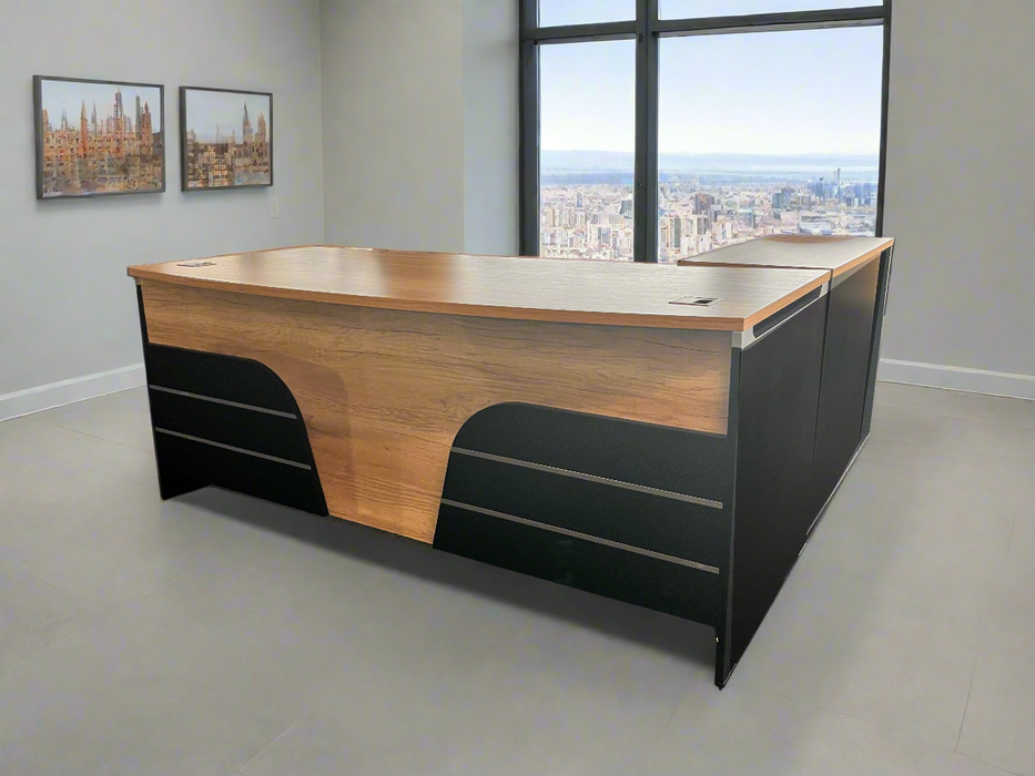 STL-0101-18 EXECUTIVE DESK (OAK/BLACK) STEL