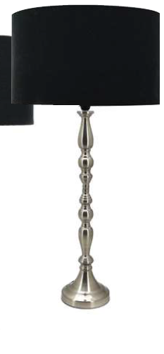 SATIN CANDELABRA WITH BLACK SHADE NOLDEN BROTHERS WOODEN