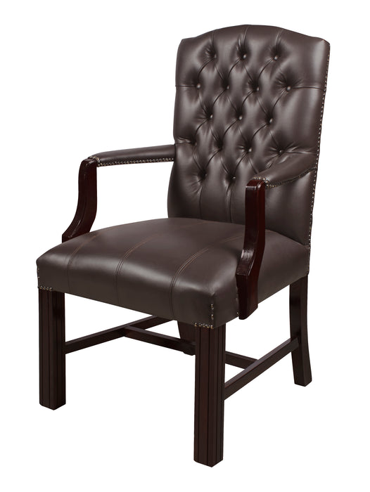 CLASSICA VISITOR CHAIR - LEATHER + DARK MAHOGANY