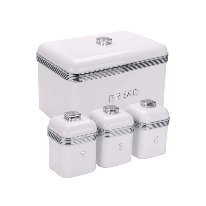 CH OPULENCE BREAD BIN & 3PC CANISTERS - WHITE MABRUK IMPORT & EXPORT
