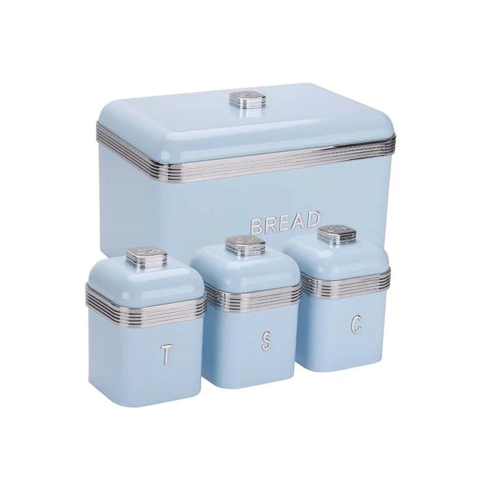 CH OPULENCE BREAD BIN & 3PC CANSITERS - AZURE BLUE MABRUK IMPORT & EXPORT