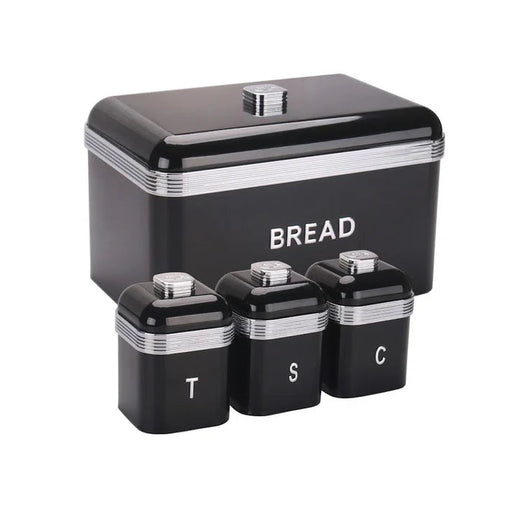 CH OPULENCE BREAD BIN & 3PCS CANISTERS - BLACK MABR
