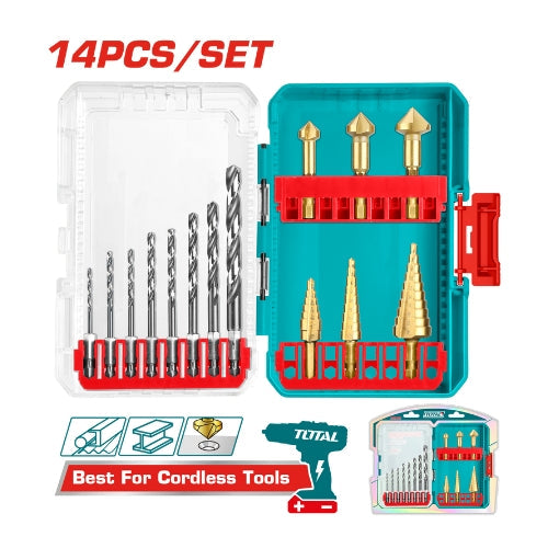 TOTAL TOOLS 14PCE HSS DRILL BITS & STEP DRILL BIT TOTL