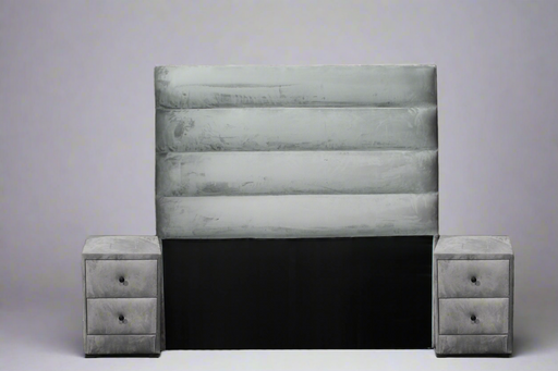 152CM LINES HEADBOARD & 2 PEDESTAL ROYAL SILVER H-INTERIOR