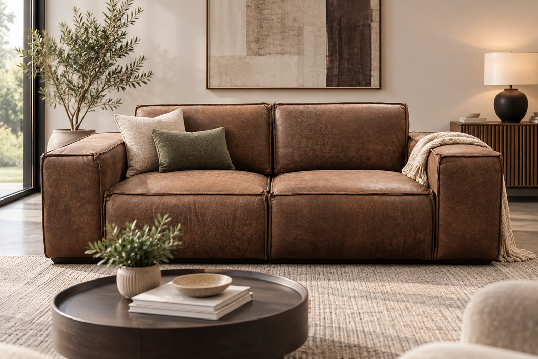 2.5DIV BROOKLYN COUCH - DALLAS BROWN FULL LEATHER FOUR
