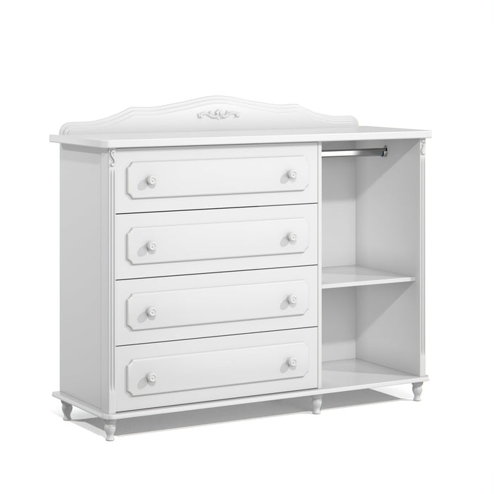 PROVENCE CHEST OF DRAWERS, RATTAN DOOR WHITE MATI