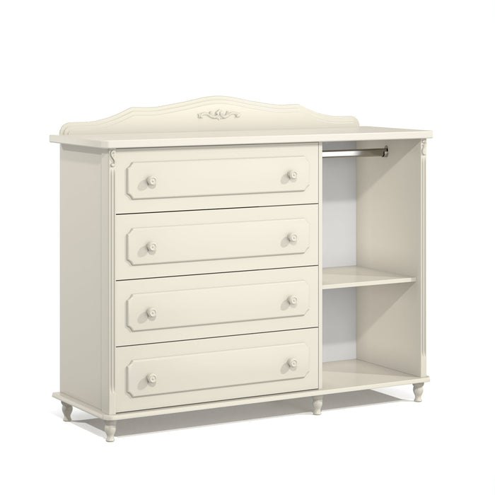 PROVENCE CHEST OF DRAWERS, RATTAN DOOR OFF WHITE MATI