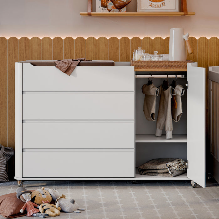 NIDO CHEST OF DRAWERS, 1 DOOR WHITE/FREIJO MATI