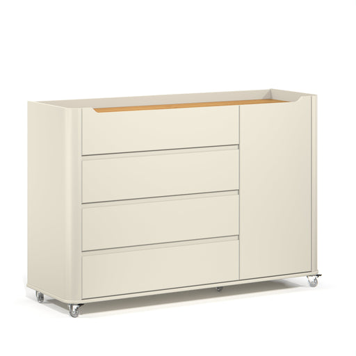 NIDO CHEST OF DRAWERS, 1 DOOR OFF WHITE/FREIJO MATI