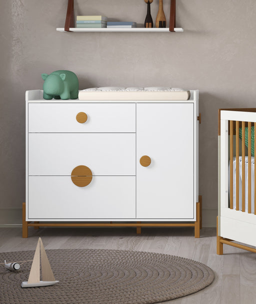 TESS CHEST OF DRAWERS, 1 DOOR WHITE/ECO WOOD MATI