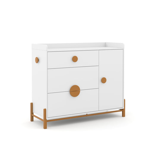TESS CHEST OF DRAWERS, 1 DOOR WHITE/ECO WOOD MATI