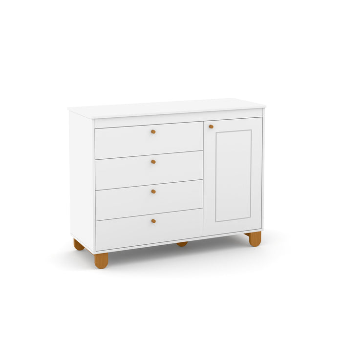 ZUPY CHEST OF DRAWERS, 1 DOOR WHITE/ECO WOOD MATI