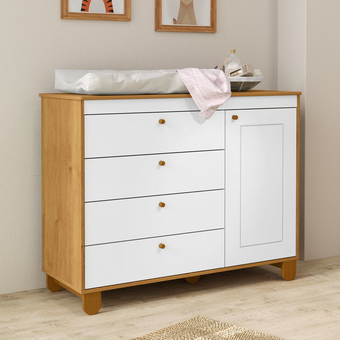 ZUPY CHEST OF DRAWERS, 1 DOOR WHITE/FREIJO/ECO WOOD MATI