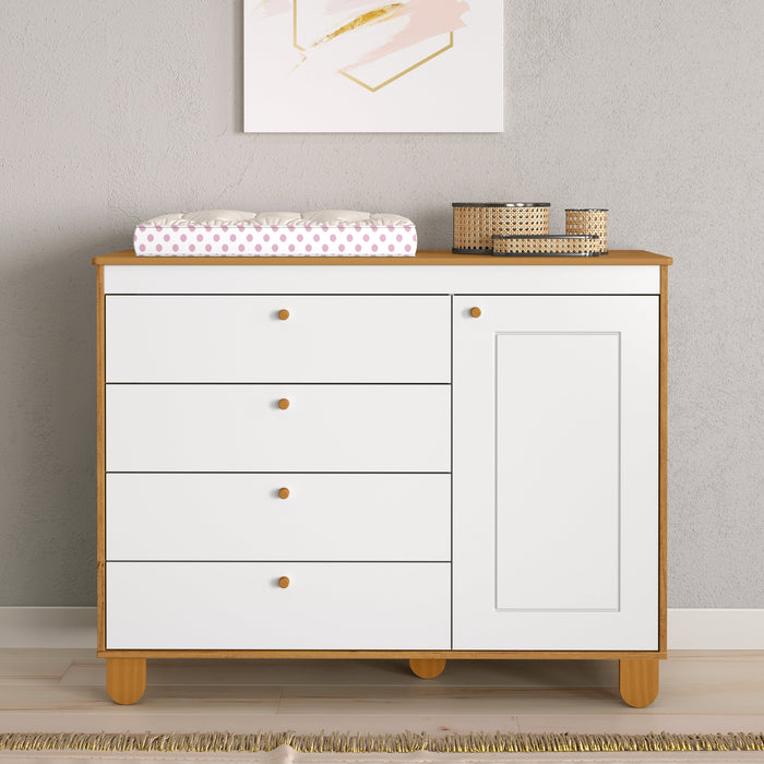 ZUPY CHEST OF DRAWERS, 1 DOOR WHITE/FREIJO/ECO WOOD MATI