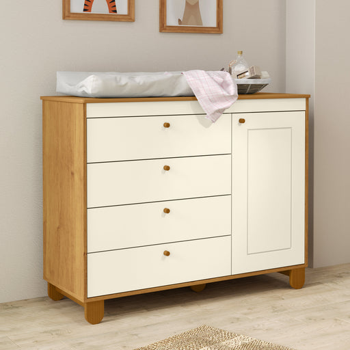 ZUPY CHEST OF DRAWERS, 1 DOOR OFF WHITE/FREIJO/ECO WOOD MATI