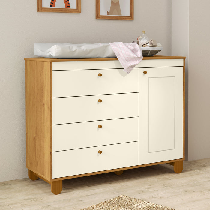 ZUPY CHEST OF DRAWERS, 1 DOOR OFF WHITE/FREIJO/ECO WOOD MATI